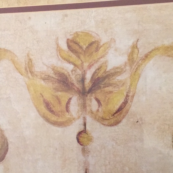 20 1/2” X 20 1/2” Maroon & Gold Floral Picture - Picture 5 of 8